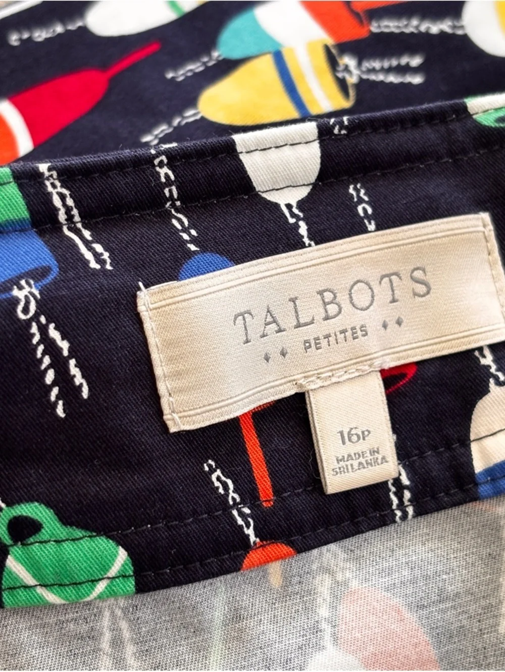 Talbots Size 16p Mini Skirt Nautical Fishing Buoy Novelty Print Comfort Stretch